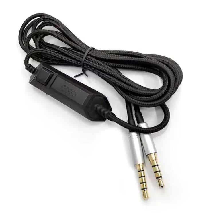 For Logitech Astro A10 / A40 Headset Gaming Headset 2m Braided Audio Cable, Silver Plug Straight Through, Silver Plug Wired Controller, Black Plug Wired Controller