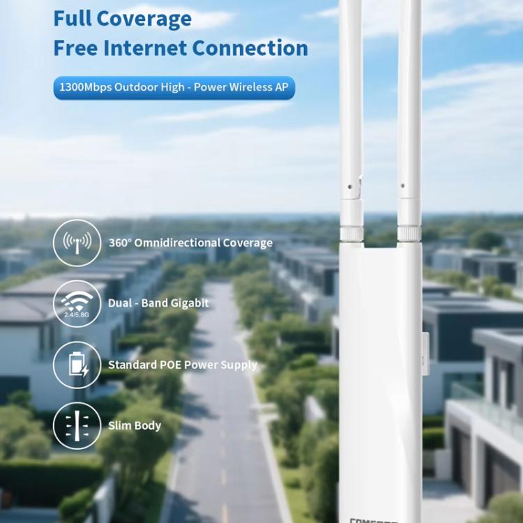 COMFAST CF-EW82 จุดเชื่อมต่อไร้สายกลางแจ้งความเร็ว 1300Mbps แบบดูอัลแบนด์ พร้อมอีเธอร์เน็ตกิกะบิต ปลั๊ก EU, ปลั๊ก US, ปลั๊ก UK, ปลั๊ก AU