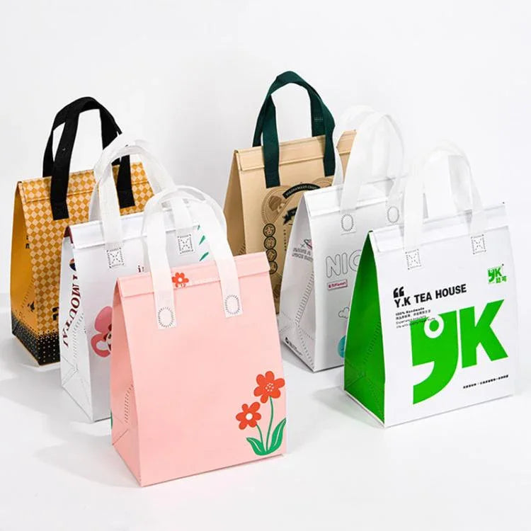 ถุงใส่อาหารแบบเก็บความร้อนฟอยล์อลูมิเนียม, 50 ถุงในแพ็คเดียว, ขนาด: 21x26x11 ซม., ขนาดเล็ก 21x26x11 ซม., ขนาดกลาง 24x24x15 ซม., ขนาดใหญ่ 26x26x17 ซม., ขนาดใหญ่มาก 30x30x20 ซม.