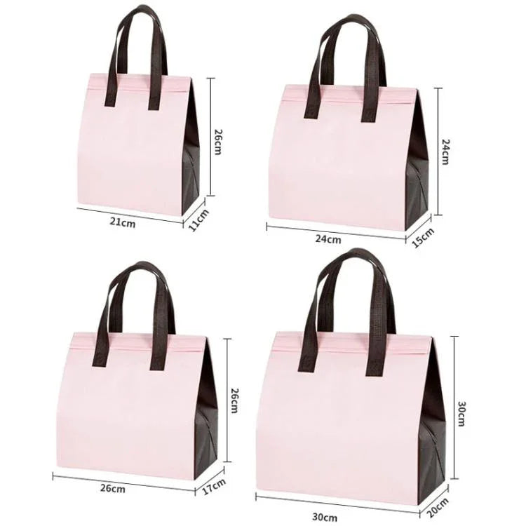 ถุงใส่อาหารแบบเก็บความร้อนฟอยล์อลูมิเนียม, 50 ถุงในแพ็คเดียว, ขนาด: 21x26x11 ซม., ขนาดเล็ก 21x26x11 ซม., ขนาดกลาง 24x24x15 ซม., ขนาดใหญ่ 26x26x17 ซม., ขนาดใหญ่มาก 30x30x20 ซม.