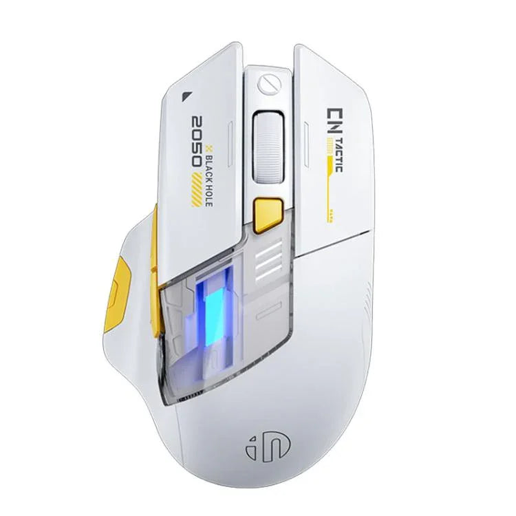 Inphic เมาส์ไร้สายบลูทูธ สำหรับออฟฟิศและเกมมิ่ง พร้อมไฟ LED ชาร์จได้ โหมดคู่สีขาว, โหมดสามสีดำ, โหมดสามสีขาว