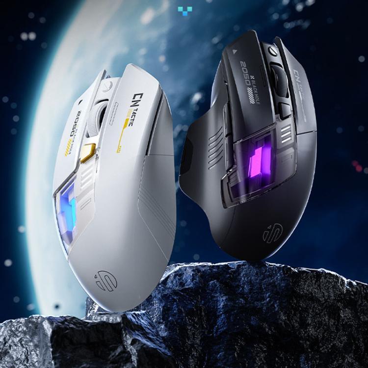 Inphic เมาส์ไร้สายบลูทูธ สำหรับออฟฟิศและเกมมิ่ง พร้อมไฟ LED ชาร์จได้ โหมดคู่สีขาว, โหมดสามสีดำ, โหมดสามสีขาว