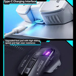 Inphic เมาส์ไร้สายบลูทูธ สำหรับออฟฟิศและเกมมิ่ง พร้อมไฟ LED ชาร์จได้ โหมดคู่สีขาว, โหมดสามสีดำ, โหมดสามสีขาว