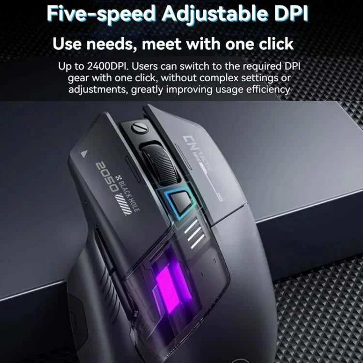 Inphic เมาส์ไร้สายบลูทูธ สำหรับออฟฟิศและเกมมิ่ง พร้อมไฟ LED ชาร์จได้ โหมดคู่สีขาว, โหมดสามสีดำ, โหมดสามสีขาว