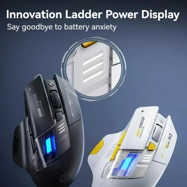 Inphic เมาส์ไร้สายบลูทูธ สำหรับออฟฟิศและเกมมิ่ง พร้อมไฟ LED ชาร์จได้ โหมดคู่สีขาว, โหมดสามสีดำ, โหมดสามสีขาว