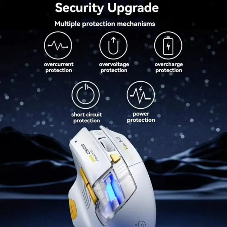 Inphic เมาส์ไร้สายบลูทูธ สำหรับออฟฟิศและเกมมิ่ง พร้อมไฟ LED ชาร์จได้ โหมดคู่สีขาว, โหมดสามสีดำ, โหมดสามสีขาว