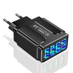 ที่ชาร์จโทรศัพท์ 4 พอร์ต USB ชาร์จเร็ว 5.1A QC3.0, ปลั๊ก EU, ปลั๊ก US, ปลั๊ก UK