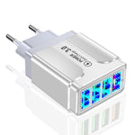 ที่ชาร์จโทรศัพท์ 4 พอร์ต USB ชาร์จเร็ว 5.1A QC3.0, ปลั๊ก EU, ปลั๊ก US, ปลั๊ก UK