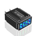 ที่ชาร์จโทรศัพท์ 4 พอร์ต USB ชาร์จเร็ว 5.1A QC3.0, ปลั๊ก EU, ปลั๊ก US, ปลั๊ก UK