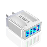 ที่ชาร์จโทรศัพท์ 4 พอร์ต USB ชาร์จเร็ว 5.1A QC3.0, ปลั๊ก EU, ปลั๊ก US, ปลั๊ก UK
