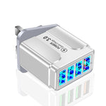 ที่ชาร์จโทรศัพท์ 4 พอร์ต USB ชาร์จเร็ว 5.1A QC3.0, ปลั๊ก EU, ปลั๊ก US, ปลั๊ก UK