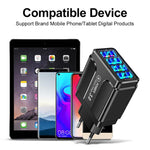 ที่ชาร์จโทรศัพท์ 4 พอร์ต USB ชาร์จเร็ว 5.1A QC3.0, ปลั๊ก EU, ปลั๊ก US, ปลั๊ก UK