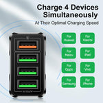 ที่ชาร์จโทรศัพท์ 4 พอร์ต USB ชาร์จเร็ว 5.1A QC3.0, ปลั๊ก EU, ปลั๊ก US, ปลั๊ก UK