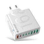 ที่ชาร์จโทรศัพท์ 8 พอร์ต 150W 4USB+4Type-C ชาร์จเร็ว QC3.0, ปลั๊ก EU (สีดำ), ปลั๊ก EU (สีขาว), ปลั๊ก EU (สีเหลือง), ปลั๊ก US (สีดำ), ปลั๊ก US (สีขาว), ปลั๊ก US (สีเหลือง), ปลั๊ก UK (สีดำ), ปลั๊ก UK (สีขาว), ปลั๊ก UK (สีเหลือง)