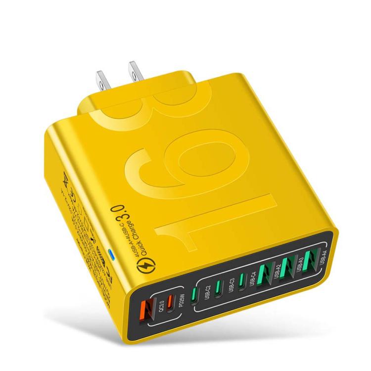 ที่ชาร์จโทรศัพท์ 8 พอร์ต 150W 4USB+4Type-C ชาร์จเร็ว QC3.0, ปลั๊ก EU (สีดำ), ปลั๊ก EU (สีขาว), ปลั๊ก EU (สีเหลือง), ปลั๊ก US (สีดำ), ปลั๊ก US (สีขาว), ปลั๊ก US (สีเหลือง), ปลั๊ก UK (สีดำ), ปลั๊ก UK (สีขาว), ปลั๊ก UK (สีเหลือง)