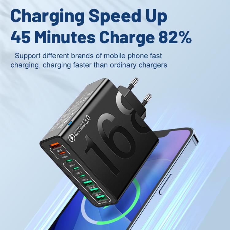 ที่ชาร์จโทรศัพท์ 8 พอร์ต 150W 4USB+4Type-C ชาร์จเร็ว QC3.0, ปลั๊ก EU (สีดำ), ปลั๊ก EU (สีขาว), ปลั๊ก EU (สีเหลือง), ปลั๊ก US (สีดำ), ปลั๊ก US (สีขาว), ปลั๊ก US (สีเหลือง), ปลั๊ก UK (สีดำ), ปลั๊ก UK (สีขาว), ปลั๊ก UK (สีเหลือง)