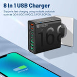 ที่ชาร์จโทรศัพท์ 8 พอร์ต 150W 4USB+4Type-C ชาร์จเร็ว QC3.0, ปลั๊ก EU (สีดำ), ปลั๊ก EU (สีขาว), ปลั๊ก EU (สีเหลือง), ปลั๊ก US (สีดำ), ปลั๊ก US (สีขาว), ปลั๊ก US (สีเหลือง), ปลั๊ก UK (สีดำ), ปลั๊ก UK (สีขาว), ปลั๊ก UK (สีเหลือง)