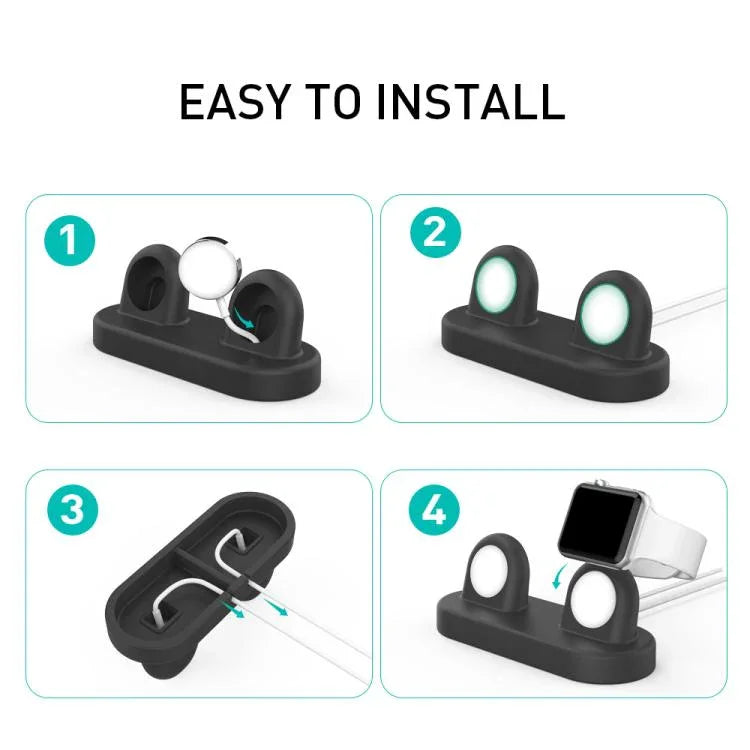 ฐานเก็บของ 2-in-1 พร้อมแท่นชาร์จซิลิโคนสำหรับ Apple Watch / หูฟัง AhaStyle DD97 สำหรับตั้งโต๊ะ