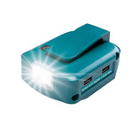 อะแดปเตอร์แบตเตอรี่ลิเธียม Makita 14.4V/18V พร้อมไฟ LED, USB คู่ + DC