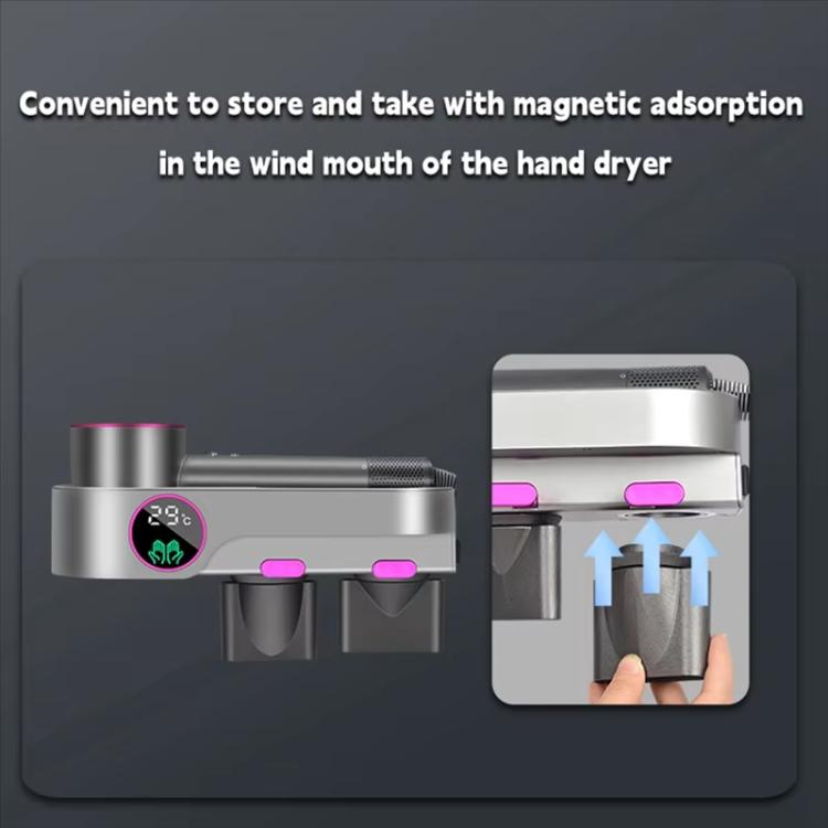 ที่วางไดร์เป่าผม Dyson ติดผนัง พร้อมที่เป่ามือ แสดงอุณหภูมิ เซลเซียส ปลั๊ก EU ฟาเรนไฮต์ ปลั๊ก US เซลเซียส ปลั๊ก US