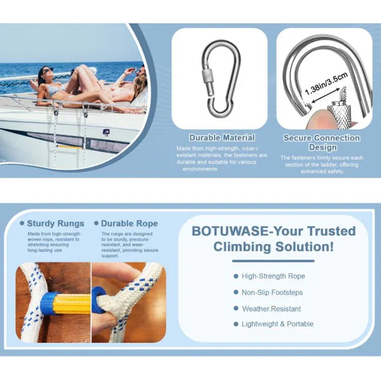 Multifunctional Resin Training Rope Ladder For Boat Climbing, White 1m, White 1.4m, White 1.8m