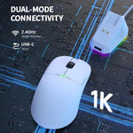 Ajazz เมาส์เกมมิ่งโหมดคู่ 2.4G / แบบมีสาย ชิป PAW3395 รุ่น AJ159P พร้อมแท่นชาร์จ สีดำ, รุ่น AJ159P พร้อมแท่นชาร์จ สีขาว, รุ่น AJ159 สีขาว