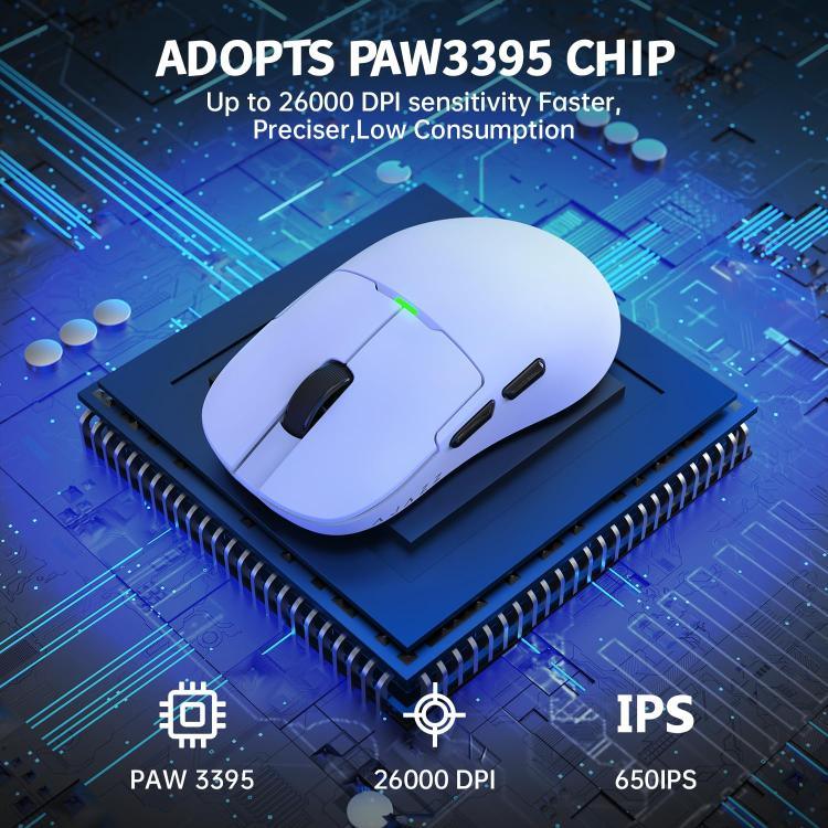 Ajazz เมาส์เกมมิ่งโหมดคู่ 2.4G / แบบมีสาย ชิป PAW3395 รุ่น AJ159P พร้อมแท่นชาร์จ สีดำ, รุ่น AJ159P พร้อมแท่นชาร์จ สีขาว, รุ่น AJ159 สีขาว