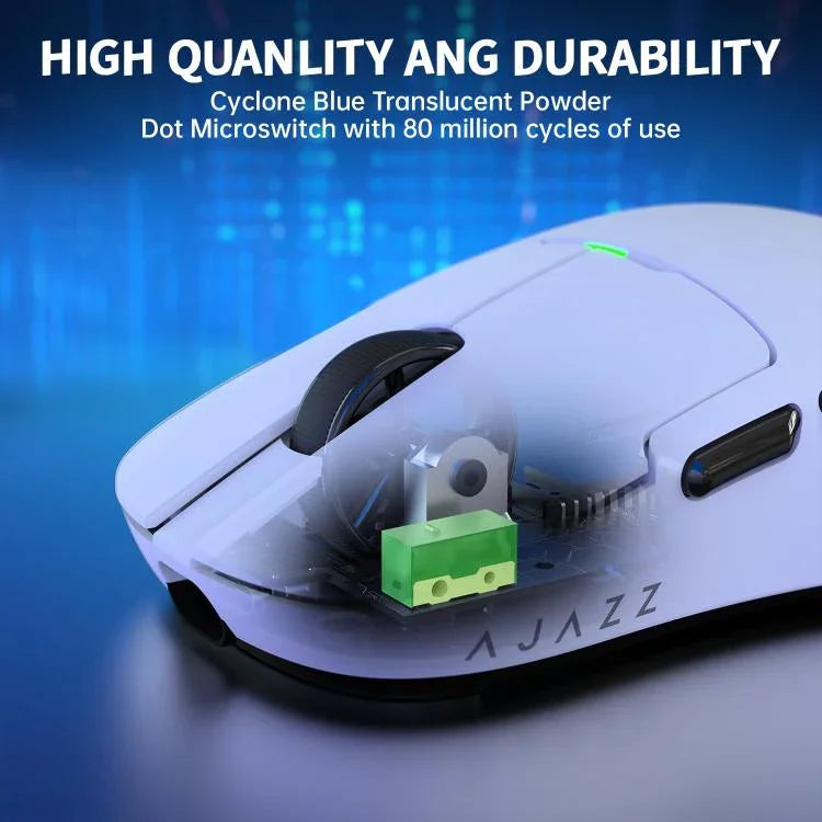 Ajazz เมาส์เกมมิ่งโหมดคู่ 2.4G / แบบมีสาย ชิป PAW3395 รุ่น AJ159P พร้อมแท่นชาร์จ สีดำ, รุ่น AJ159P พร้อมแท่นชาร์จ สีขาว, รุ่น AJ159 สีขาว