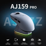 Ajazz AJ159PRO เมาส์เกมมิ่งแบบมีสาย / 2.4G / บลูทูธ โหมดสามแบบ พร้อมฐานชาร์จแม่เหล็ก