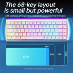 NACODEX NK68 คีย์บอร์ดกลไกสายเคเบิลแบบแกนแม่เหล็กสีสันสดใสสำหรับสำนักงานและเกม 68 ปุ่ม สีขาวธรรมดา สีขาวเส้นขอบ สีดำเส้นขอบ