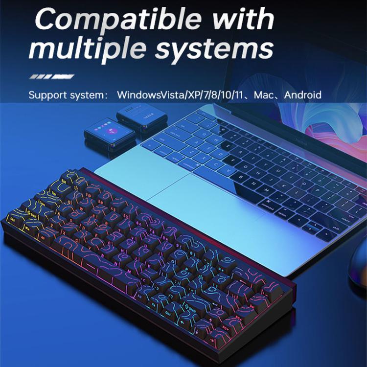 NACODEX NK68 คีย์บอร์ดกลไกสายเคเบิลแบบแกนแม่เหล็กสีสันสดใสสำหรับสำนักงานและเกม 68 ปุ่ม สีขาวธรรมดา สีขาวเส้นขอบ สีดำเส้นขอบ