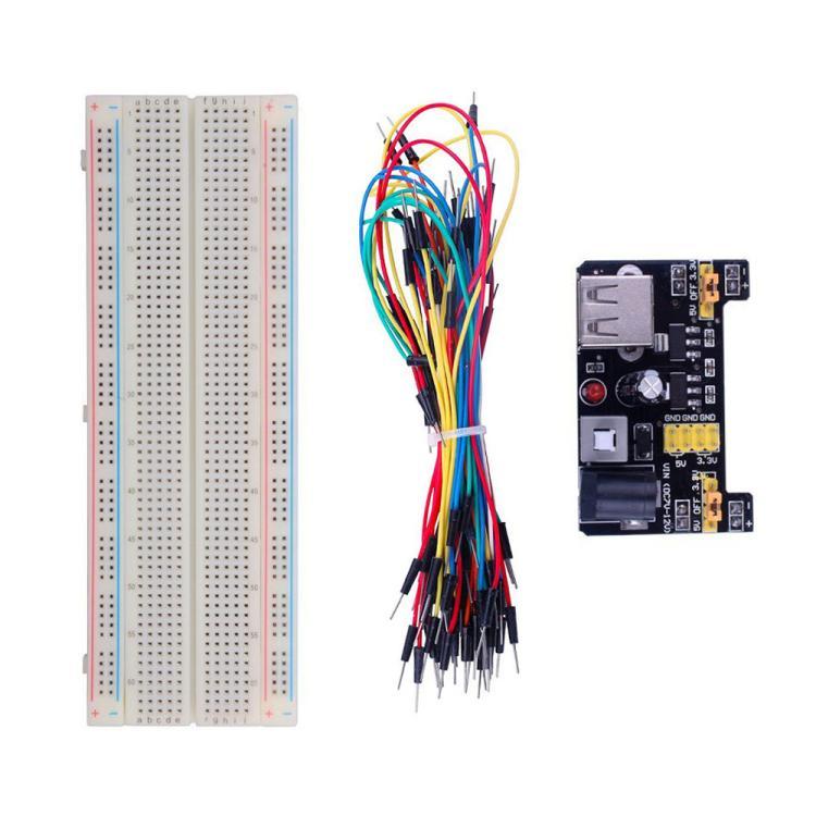 MB-102 แผงทดลองวงจร 830 รู พร้อมโมดูลจ่ายไฟและสาย Breadboard 65 เส้น