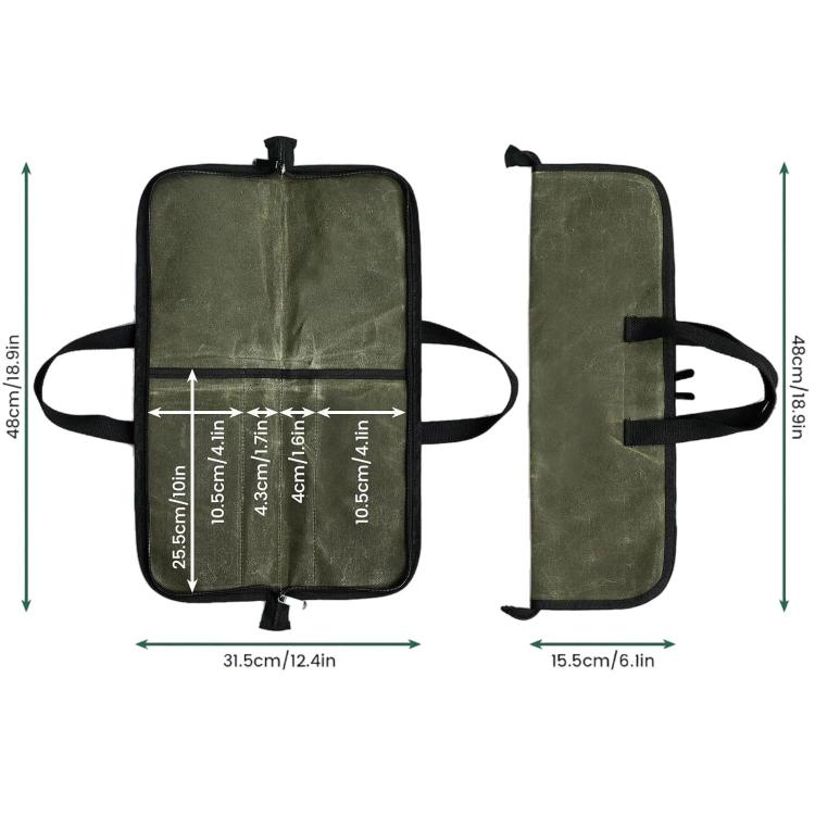 Camping Knife Organizer Convenient Handheld Kitchenware Bag, 4 Slots (Army Green)