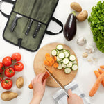 Camping Knife Organizer Convenient Handheld Kitchenware Bag, 4 Slots (Army Green)