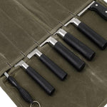ถุงเก็บมีดผ้าแคนวาสเคลือบแว็กซ์เปียกสำหรับปิกนิก, 7 ช่อง (สีเขียวทหาร), 7 ช่อง (สีเขียวขี้ม้า)