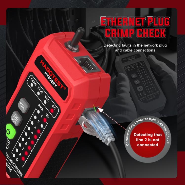 เครื่องทดสอบสายเครือข่ายป้องกันสัญญาณรบกวนมัลติฟังก์ชัน HABOTEST, รุ่น HT800B