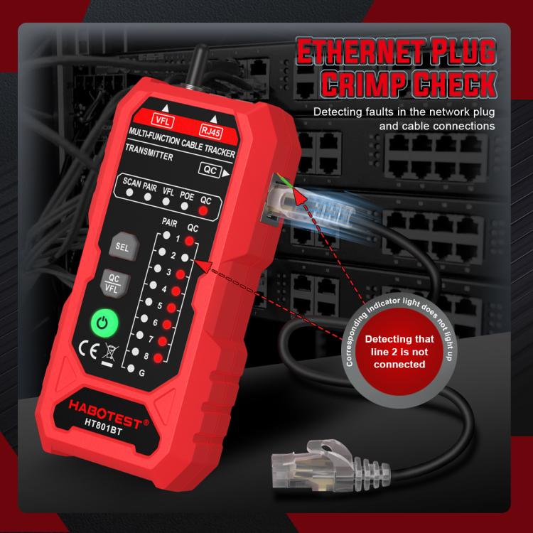 เครื่องค้นหาและทดสอบสายเครือข่ายมัลติฟังก์ชัน HABOTEST, รุ่น HT801B