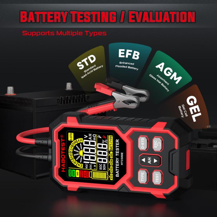 HABOTEST เครื่องทดสอบอายุแบตเตอรี่รถยนต์ 12/24V