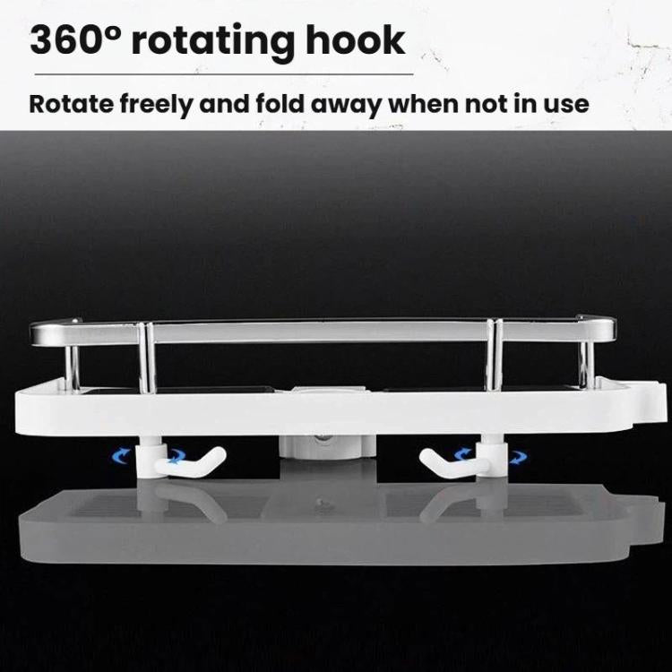 Shower Rod Shelf Elevated Shower Tray Multifunctional Bathroom Storage Rack, Circular Hole White, Square Hole White, Circular Hole Black, Square Hole Black