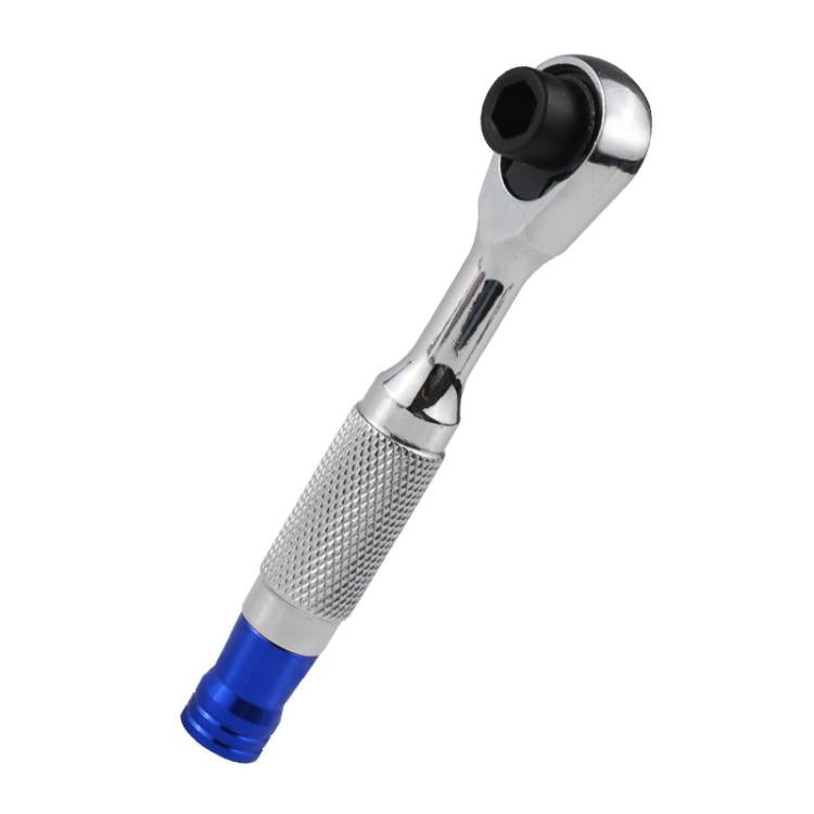 Reversible Magnetic Ratchet Screwdriver, Smooth Handle Bit, Knurled Blue Bit, Knurled Red Bit
