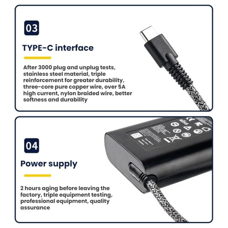 ที่ชาร์จ PD ชาร์จเร็ว Type-C สำหรับโน้ตบุ๊ก HP, 65W 20V-3.25A, 90W 20V-4.5A