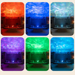 เครื่องเพิ่มความชื้นบนโต๊ะ USB พร้อมโปรเจคเตอร์ดาวและไฟบรรยากาศน้ำกระเพื่อมสีสันสดใส