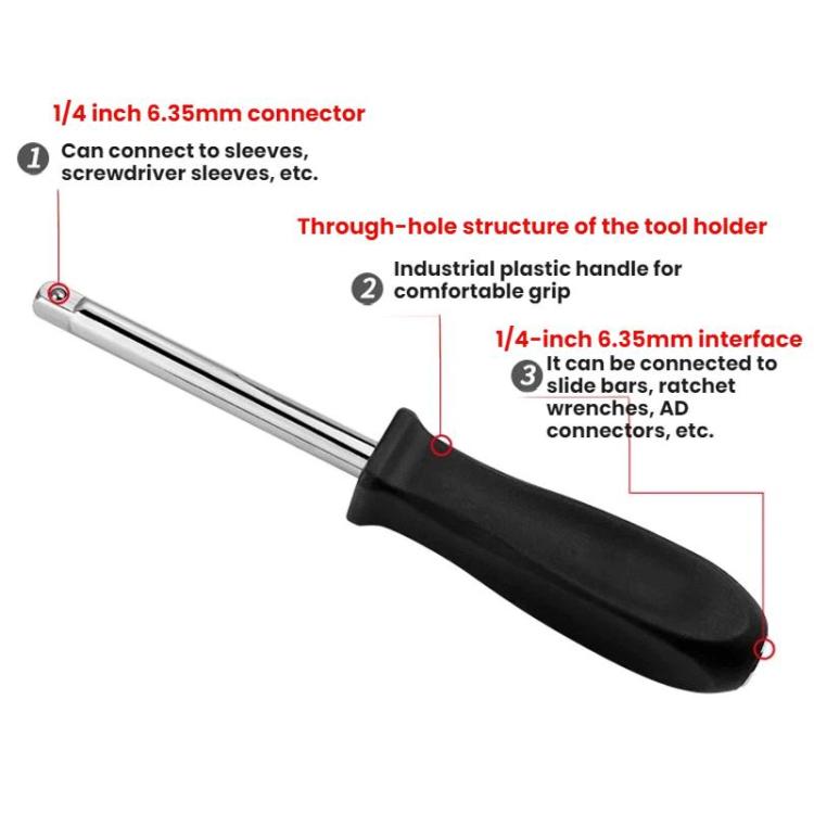 5pcs Socket Wrench Handle Extension Rod Combination Repair Tool, 1/4x150mm Chrome Plated, 1/4x150mm Zinc Plated