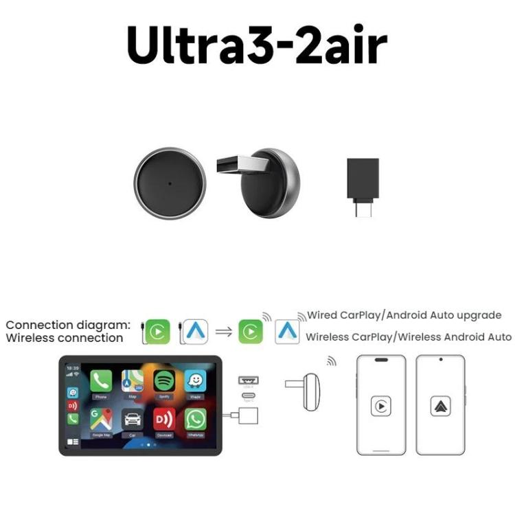 Wired To Wireless Car Infotainment Box For Vehicle Connectivity Module, Ultra3 2Air Wired CarPlay/Android Auto