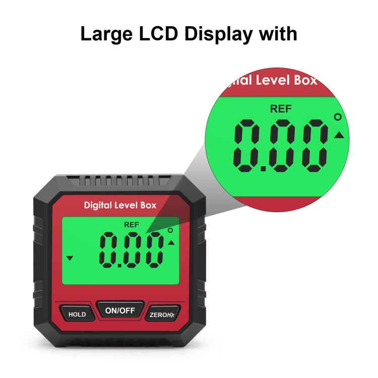 เครื่องวัดมุมดิจิทัลพร้อมฐานแม่เหล็กและจอ LCD เครื่องวัดมุมมินิโปรแทรกเตอร์ระดับลาดเอียง VA107