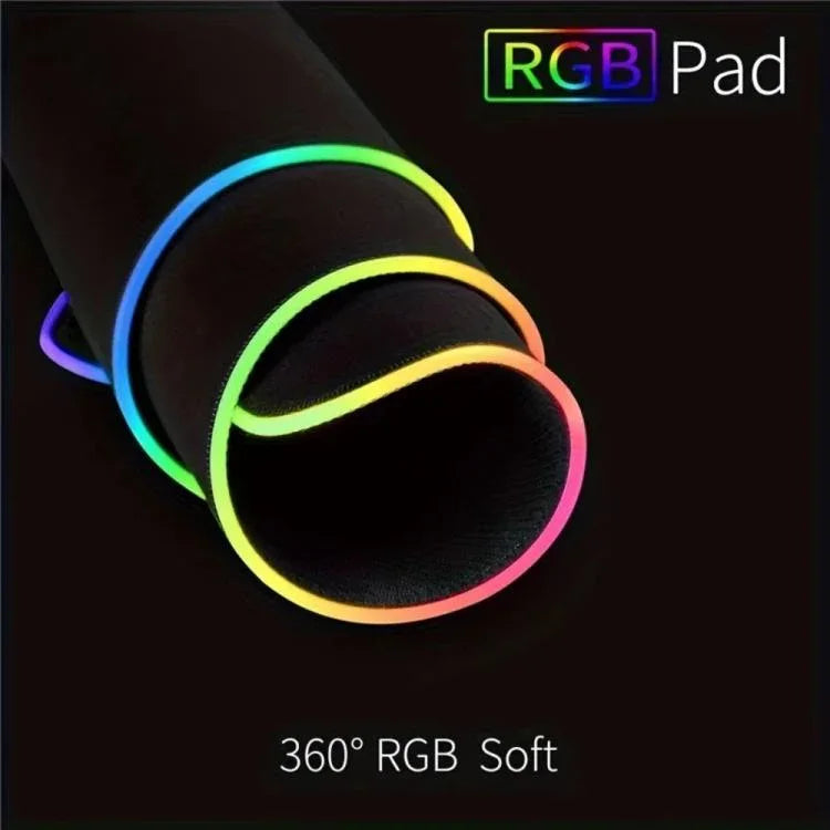 แผ่นรองเมาส์คีย์บอร์ด LED Micro-USB เปล่งแสงไฟ RGB สีสันสดใส ขอบล็อกหนา ขนาด 250x350x3 มม., 250x350x4 มม., 300x800x3 มม., 300x800x4 มม., 400x900x3 มม., 400x900x4 มม.