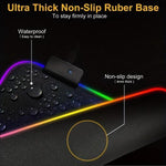 แผ่นรองเมาส์คีย์บอร์ด LED Micro-USB เปล่งแสงไฟ RGB สีสันสดใส ขอบล็อกหนา ขนาด 250x350x3 มม., 250x350x4 มม., 300x800x3 มม., 300x800x4 มม., 400x900x3 มม., 400x900x4 มม.