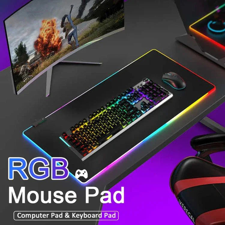 แผ่นรองเมาส์คีย์บอร์ด LED Micro-USB เปล่งแสงไฟ RGB สีสันสดใส ขอบล็อกหนา ขนาด 250x350x3 มม., 250x350x4 มม., 300x800x3 มม., 300x800x4 มม., 400x900x3 มม., 400x900x4 มม.