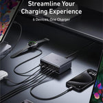 Prime ที่ชาร์จตั้งโต๊ะ Gallium Nitride 200W 4 Type-C+2 USB 6 พอร์ต, ปลั๊ก US, A2683