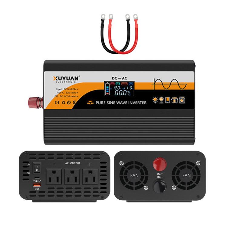 XUYUAN 12V / 24V To 110V Pure Sine Wave Inverter Power Inverter US Plug, 800W Black, 1400W Black, 2000W Black, 3000W Black, 3600W Black, 4000W Black, 800W Red, 1400W Red, 2000W Red, 3000W Red